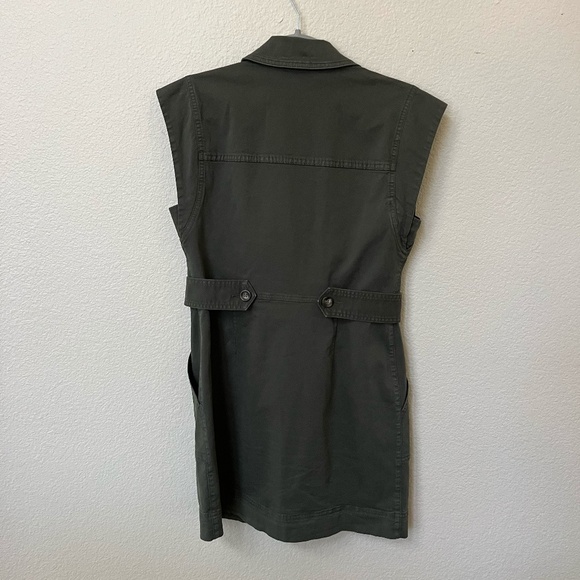 VERONICA BEARD | Cotton-Blend Twill Button Mini Dress in Army Green | Size 6 - Picture 10 of 13